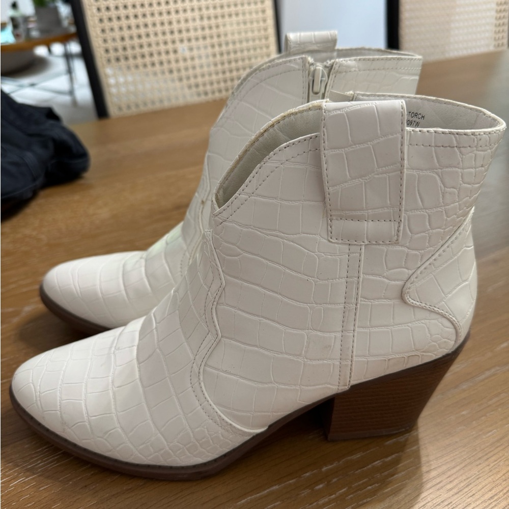 Sugar White Ankle Booties Sleek Modern Design